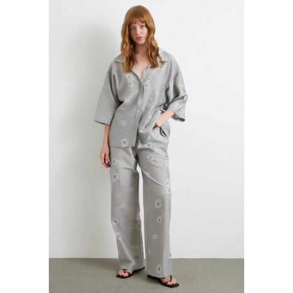 Arka Cepli Salaş Pantolon Gri