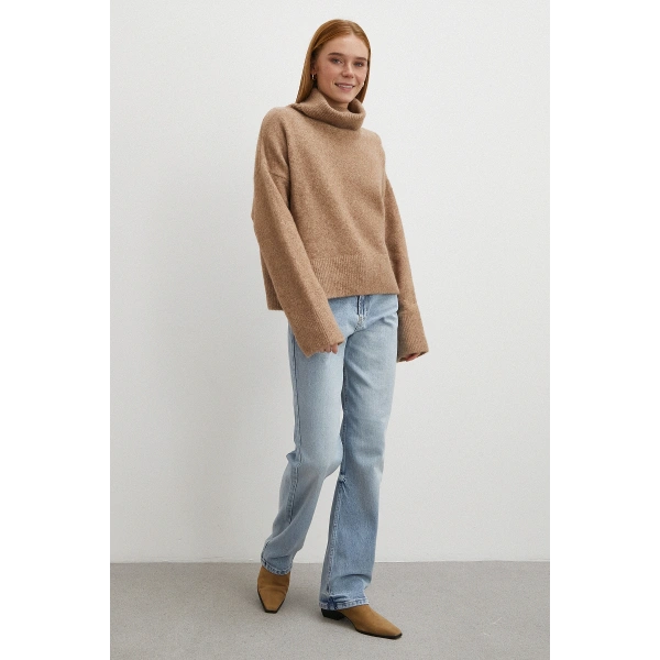 Yüksek Bel Straight Fit Jean Buz Mavisi