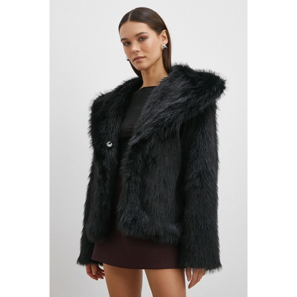 Midi Boy Lolita Kürk Siyah