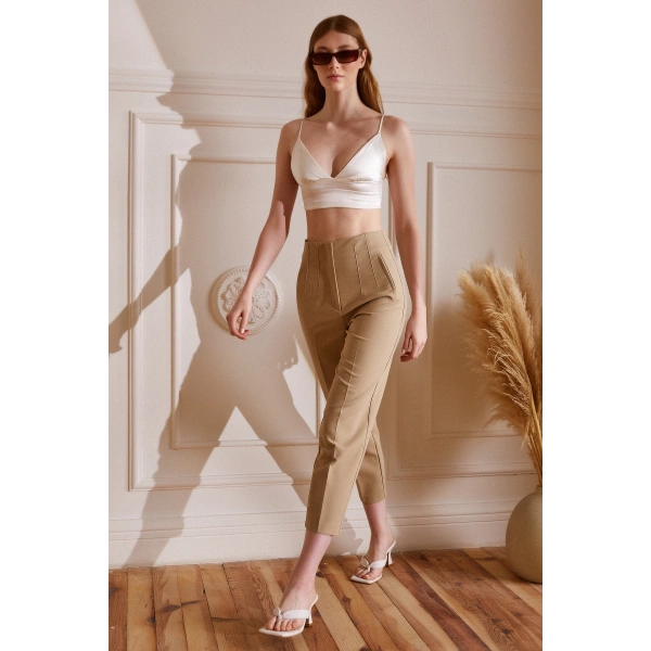 Skinny Kumaş Pantolon Vizon