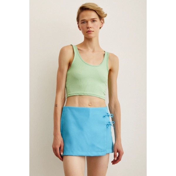 Askılı Crop Bluz Yeşil