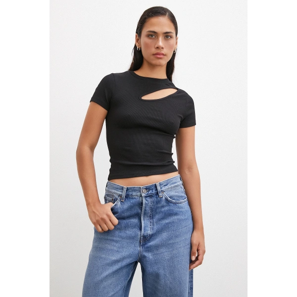 Önü Açık Bluz Siyah