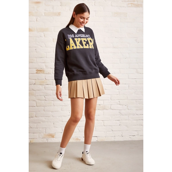Lakers Baskılı Sweatshirt Antirasit
