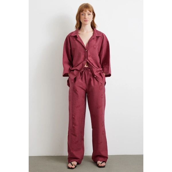 Arka Cepli Salaş Pantolon Bordo