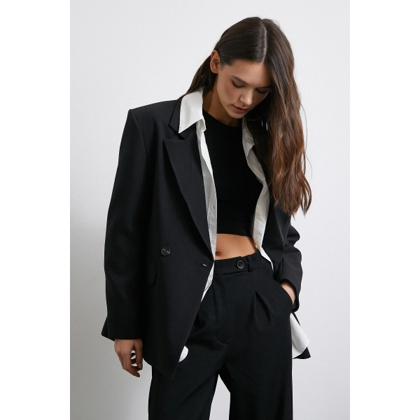 Klasik Poliviskon Ceket Siyah