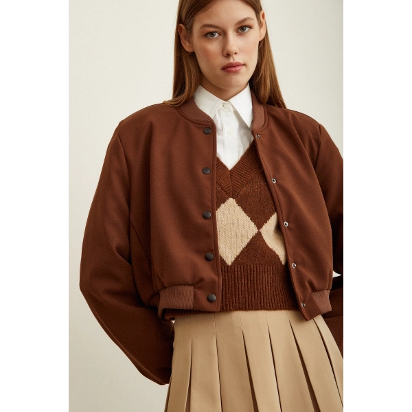 Astarlı Çıt Çıtlı Mont Kahve