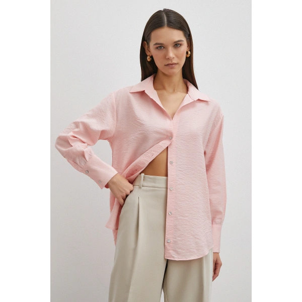 Viskon Pamuk Gömlek Pembe
