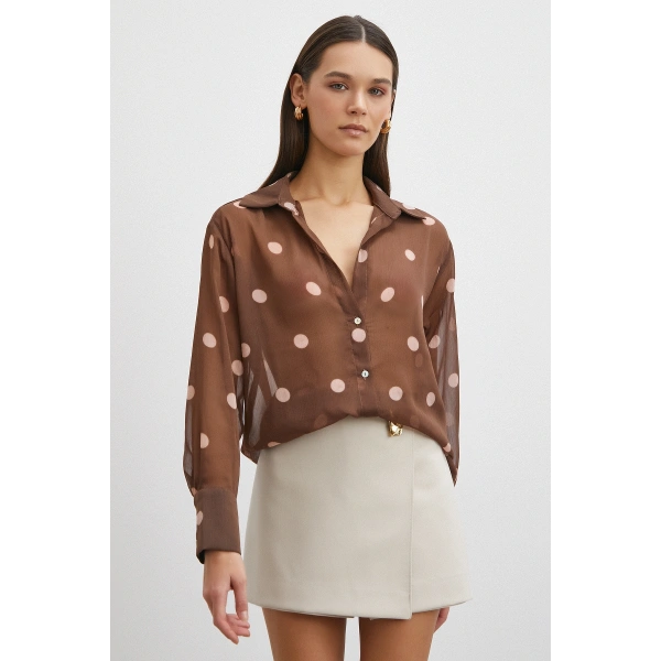 Desenli Yoryo Gömlek Kahve