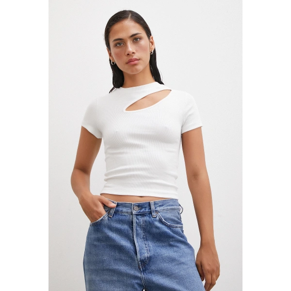 Önü Açık Bluz Beyaz