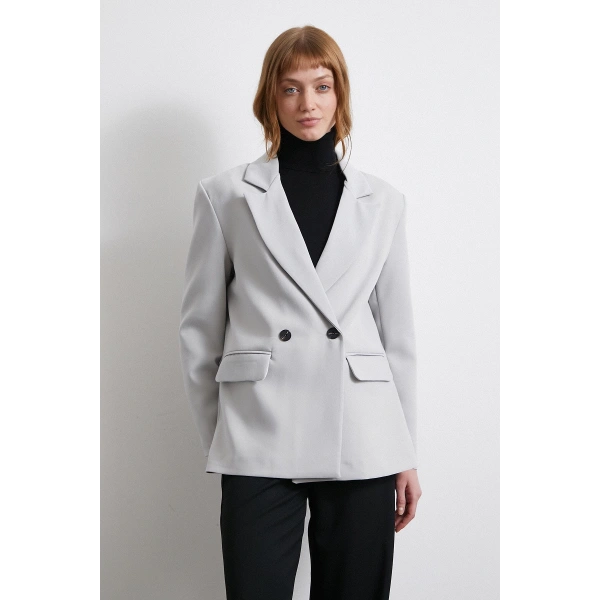 Klasik Poliviskon Ceket Gri