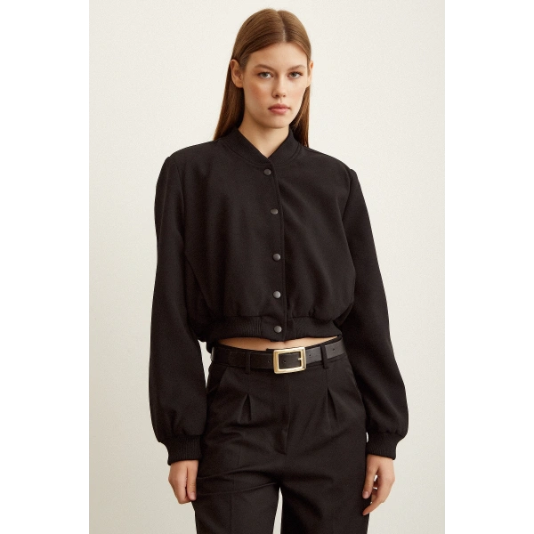 Astarlı Çıt Çıtlı Mont Siyah