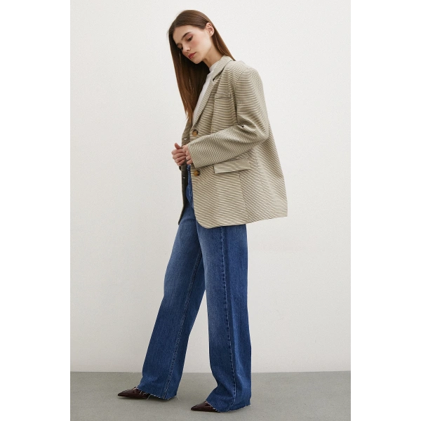 Ekose Blazer Ceket Kahve