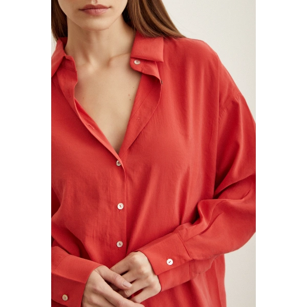 Basic Modal Gömlek Mercan