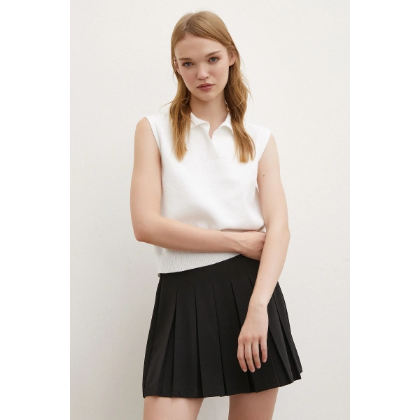 Firuze Polo Yaka Süveter Beyaz