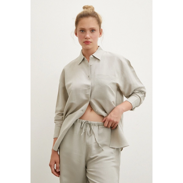 Beli Lastikli Bol Paça Pantolon Haki