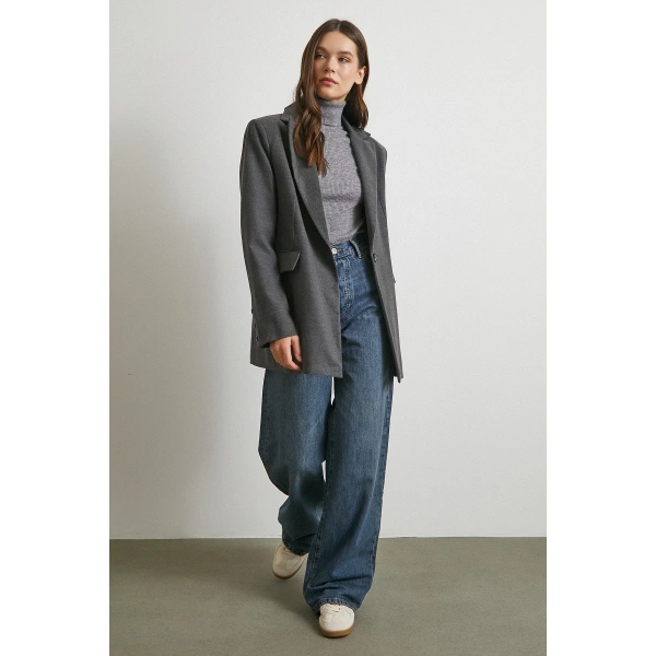 Yüksek Bel Beş Cepli Regular Fit Jean Lacivert