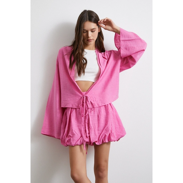 Astarlı Balon Etek Pembe