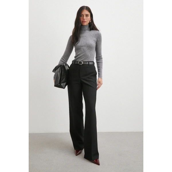 Yüksek Bel Klasik Pantolon Siyah