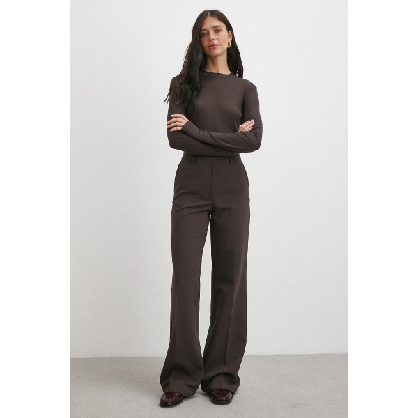 Yüksek Bel Klasik Pantolon Kahve