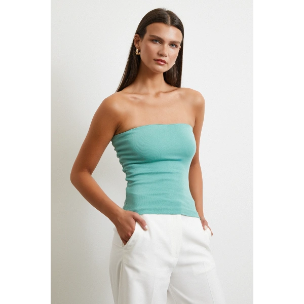 Straplez Top Yeşil