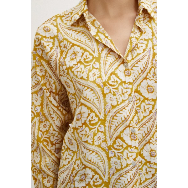 Şal Desen Modal Gömlek Sarı