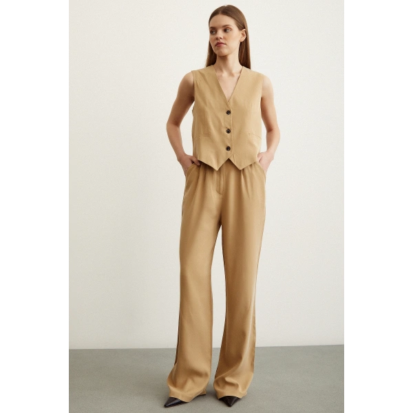 Geniş Paça Pantolon Camel