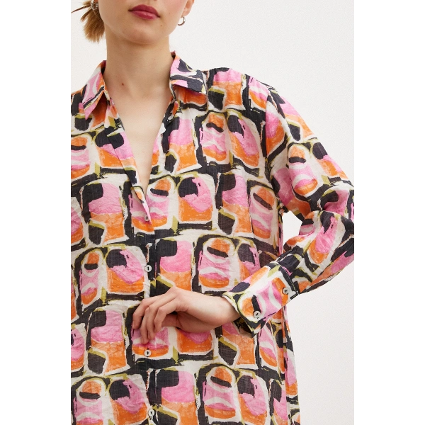 Van Gogh Desenli Gömlek Oranj