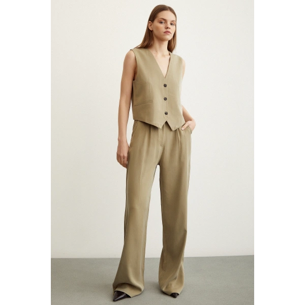 Geniş Paça Pantolon Haki