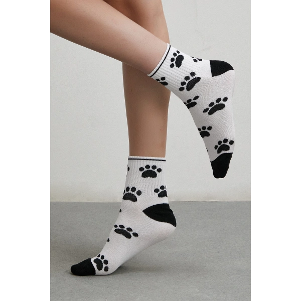 4 Lü Rocker Bear Kolej Çorap Seti Beyaz