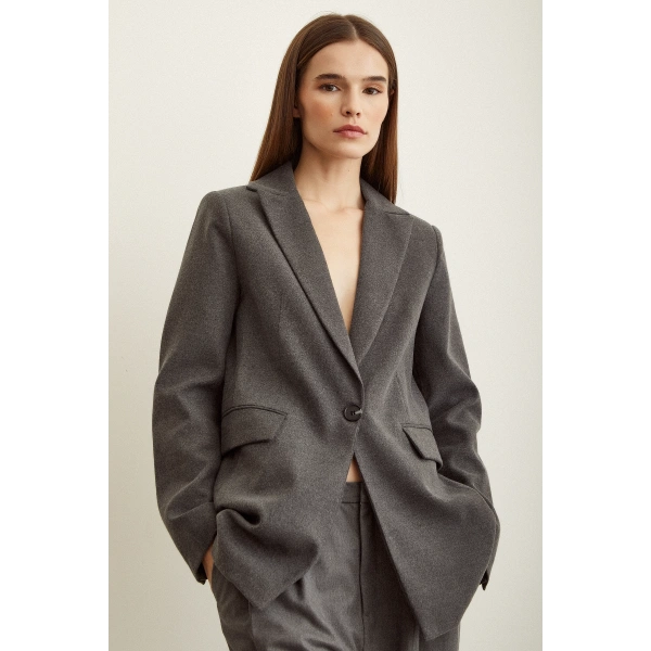 Slim Fit Blazer Ceket Gri