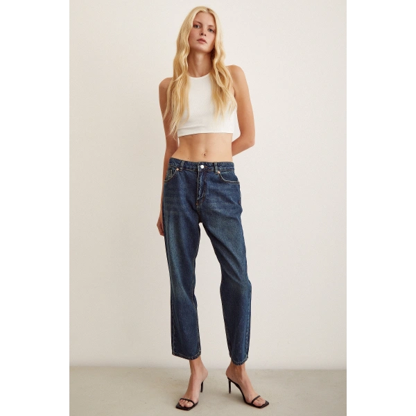 Yüksel Bel Mom Jean Lacivert