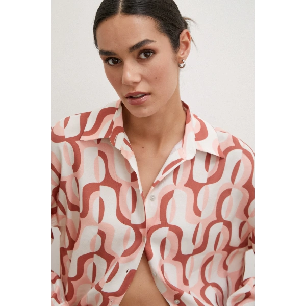 90lar Pop Gömlek Krem