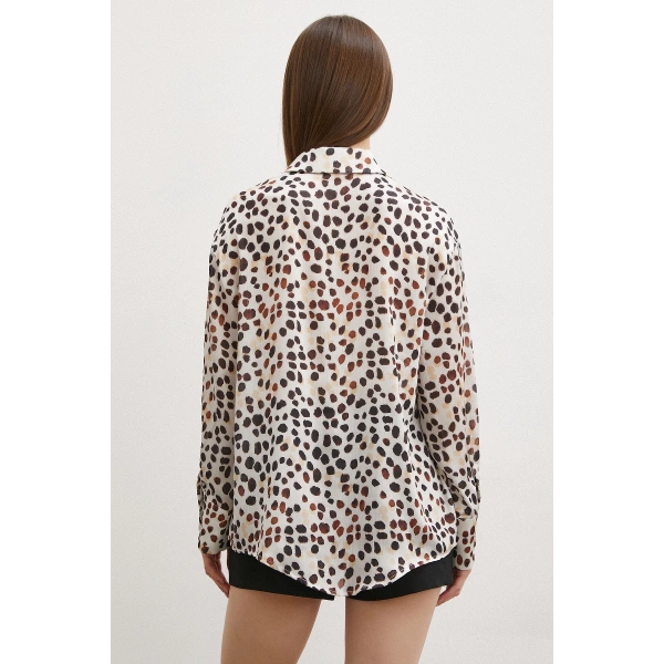 Animal Desen Gömlek Bej
