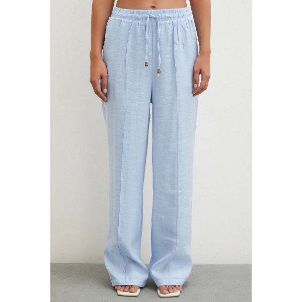 Belden Bağlamalı Pantolon Açık Mavi