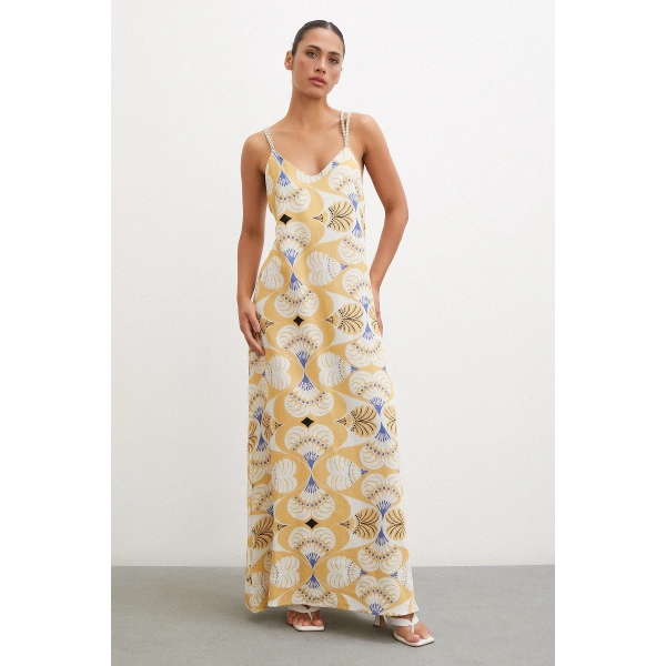 İp Askılı Elbise Hardal