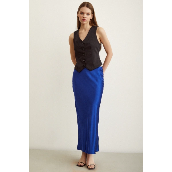 Verev Saten Etek Lacivert