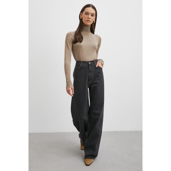 Beş Cepli Yüksek Bel Jean Siyah