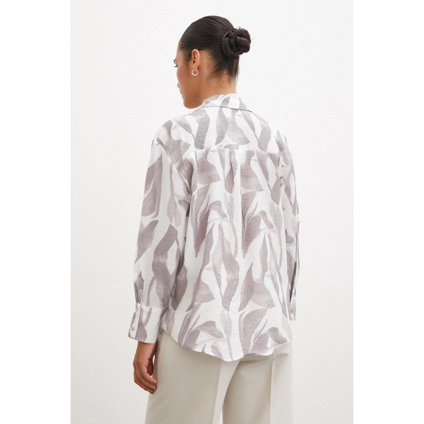 Desenli Modal Gömlek Vizon