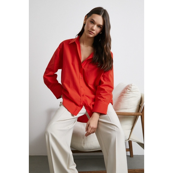 Must Have Poplin Gömlek Kırmızı