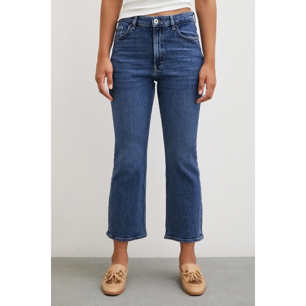 Yüksek Bel Regular Fit Jean Mavi