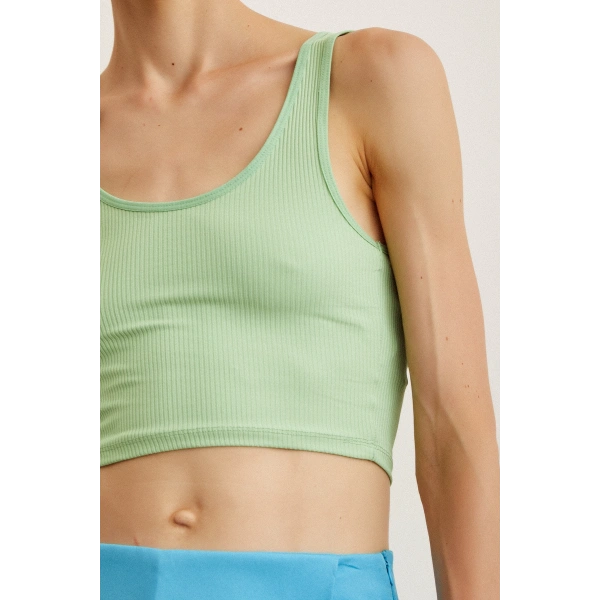 Askılı Crop Bluz Yeşil