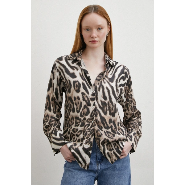 Americano Desenli Gömlek Siyah