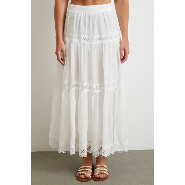 Dantelli Maxi Etek Beyaz