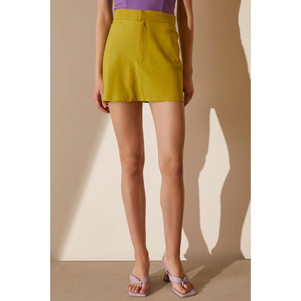 Yüksek Bel Şort Hardal