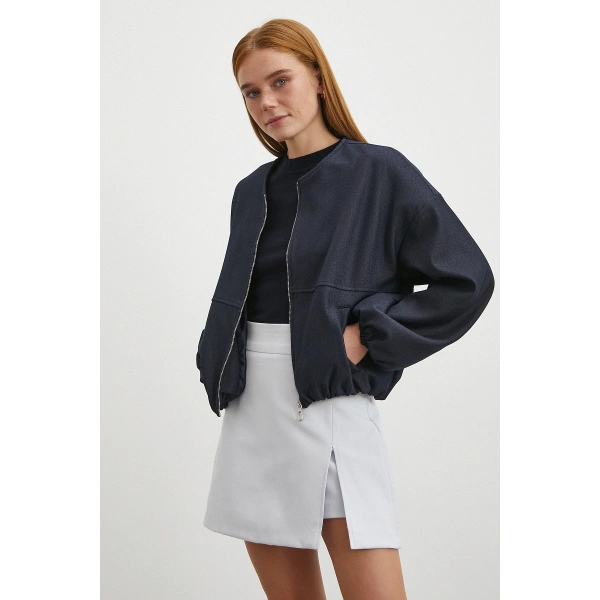 Yırtmaçlı Şort Etek Mavi