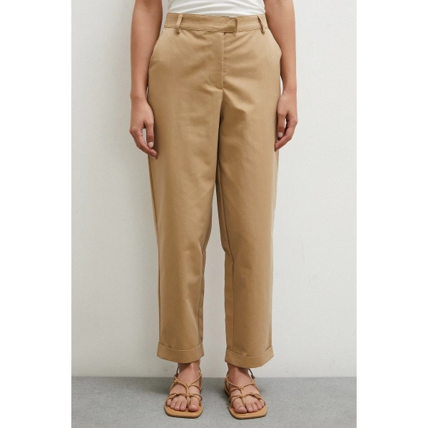 Duble Paçalı Pantolon Bej