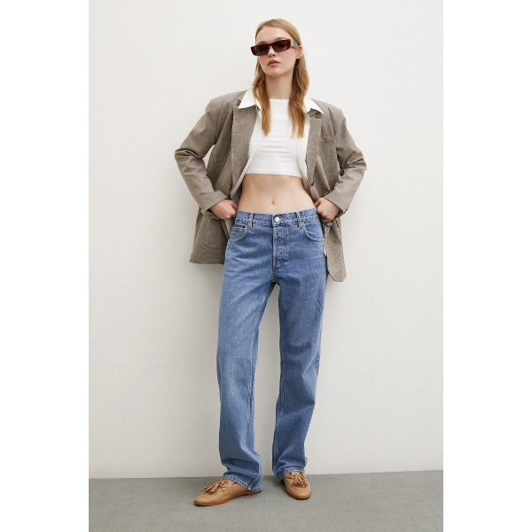 Beş Cepli Boru Paça Jean Mavi