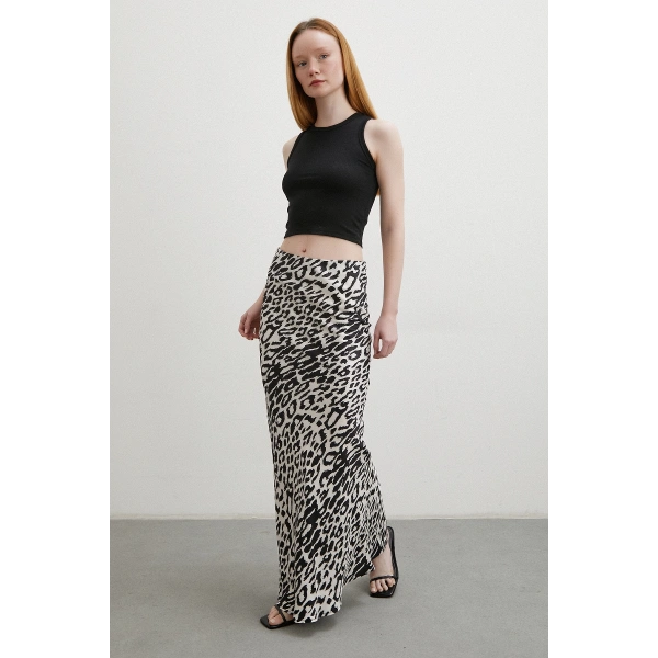 Desenli Maxi Verev Etek Ekru