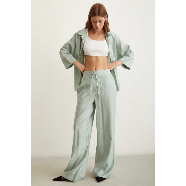Beli Lastikli Pantolon Mint