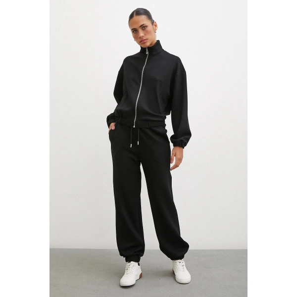 Lastikli Cepli Eşofman Altı Siyah